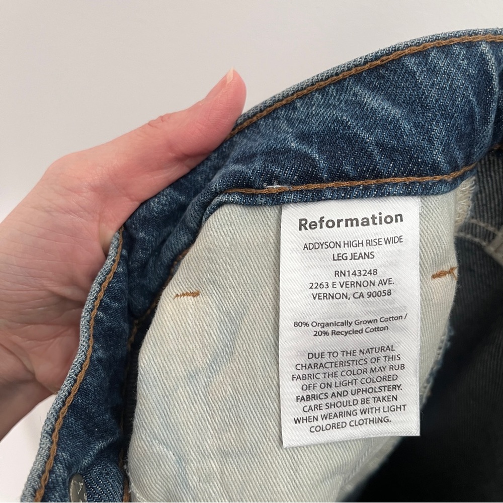 Reformation Addyson high rise wide leg jeans 27 ozark blue rigid denim NWT - Picture 8 of 15